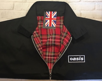 Oasis Casual Black Harrington Jacket Classic Vintage Mods Scooter