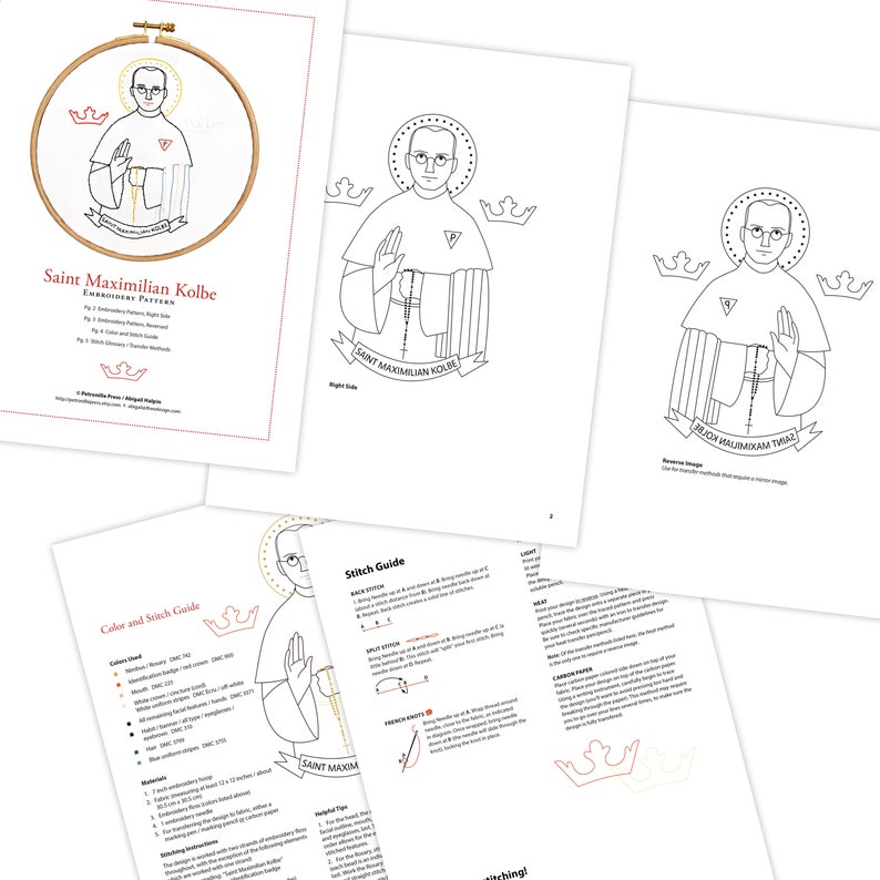 St. Maximilian Kolbe Embroidery Pattern PDF Digital Download - Etsy