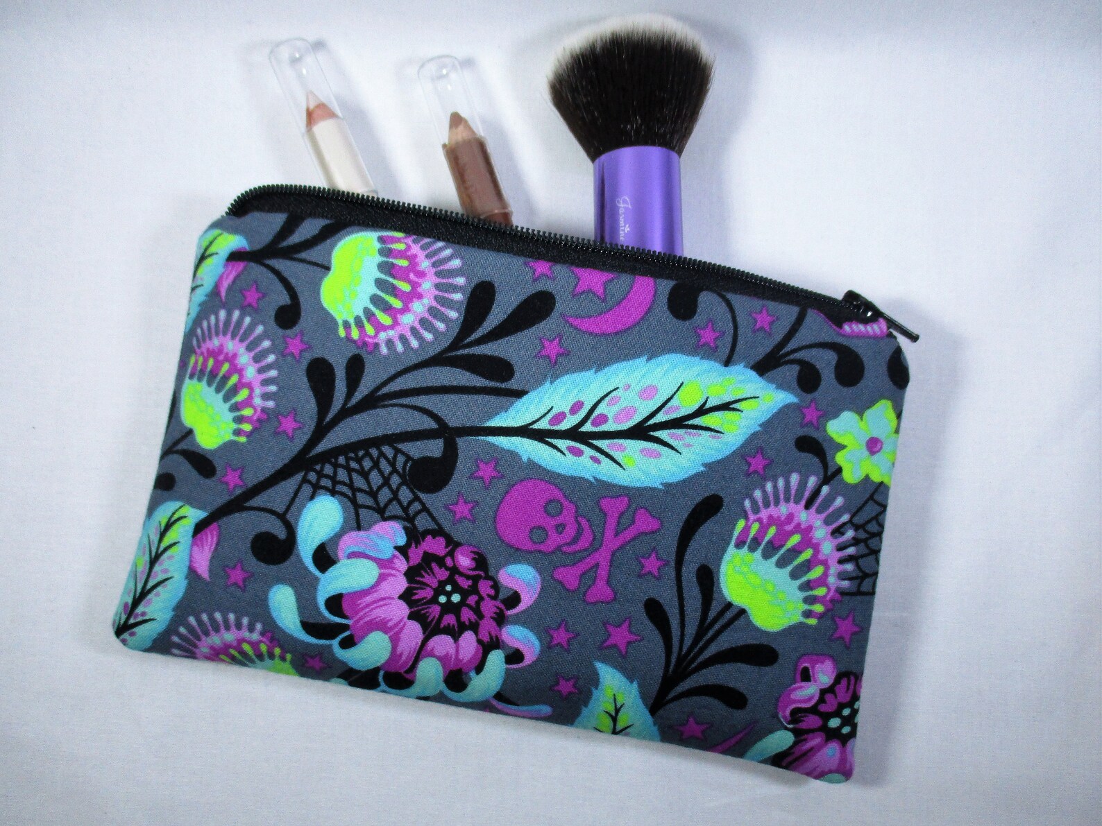 Goth Makeup Bag Fabric Zipper Pouch Horror Make Up Pouch for Etsy