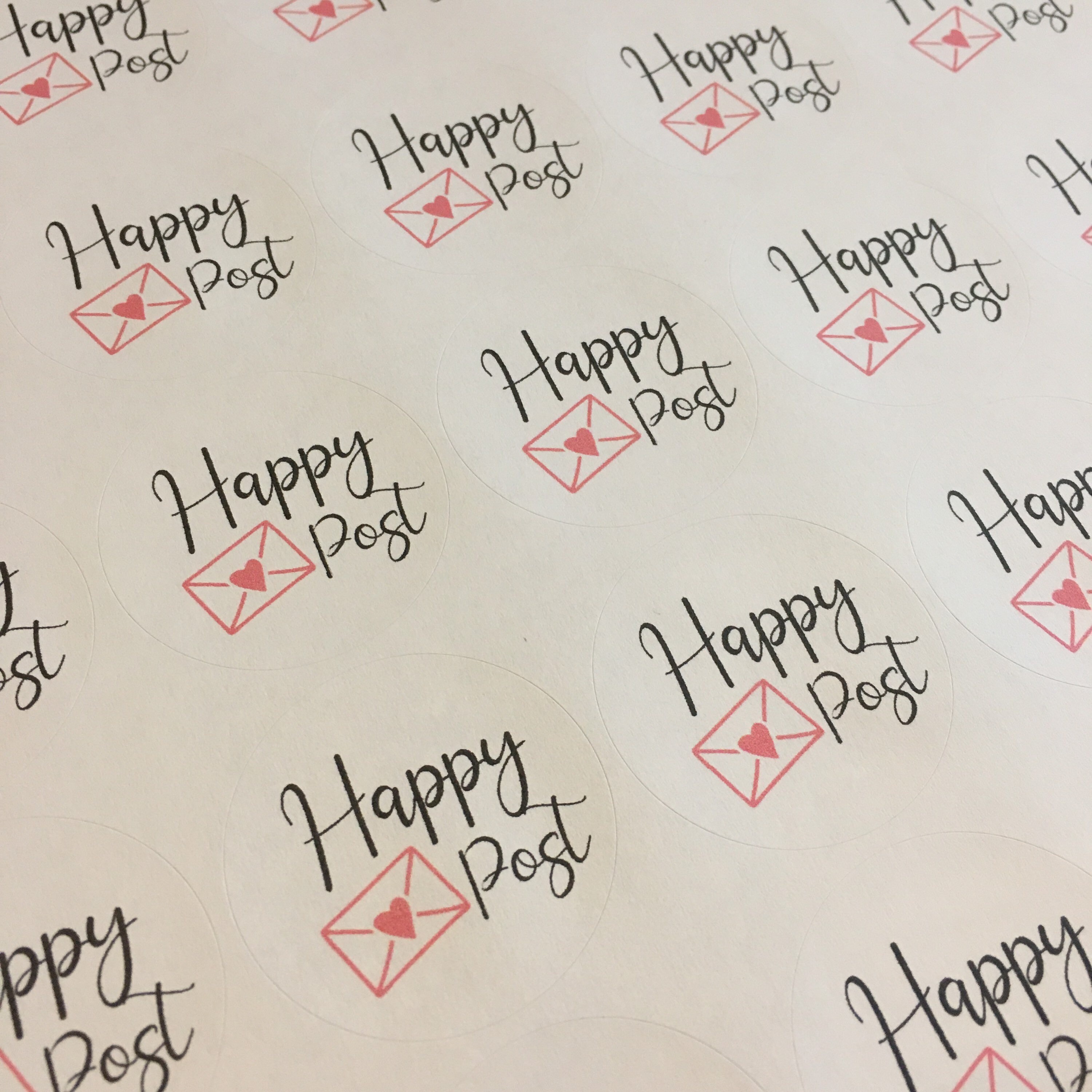 Happy Post Sticker Label Sheets Round Labels 35 Matt - Etsy UK