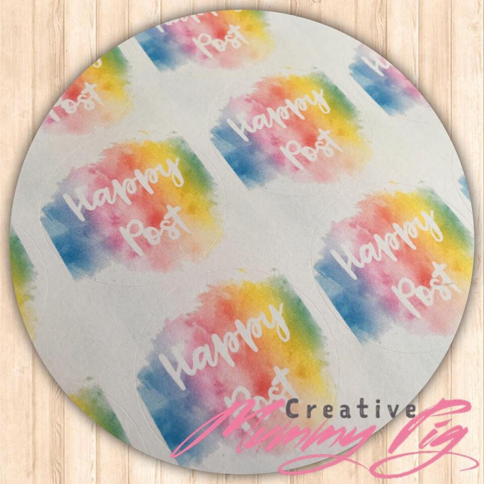 Rainbow Happy Post Sticker Sheets 35 Round Matt Labels - Etsy UK