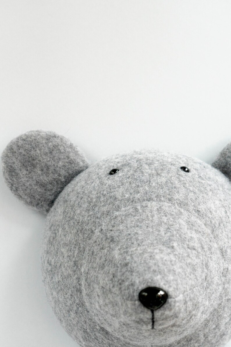 Plush Bear head Woodland decor Felt Animal Head Wall Decor Etsy