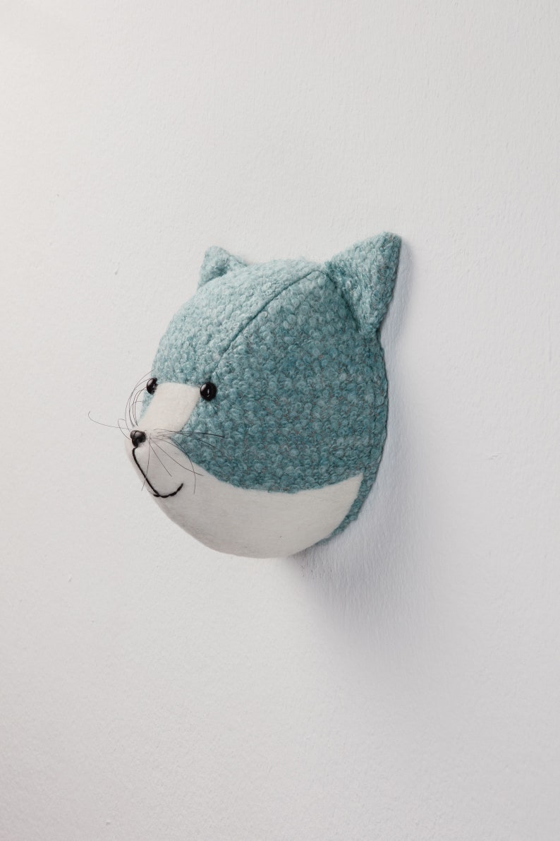 Cat Faux Taxidermy Felt Animal Head Wall Decor for Nursery or Etsy