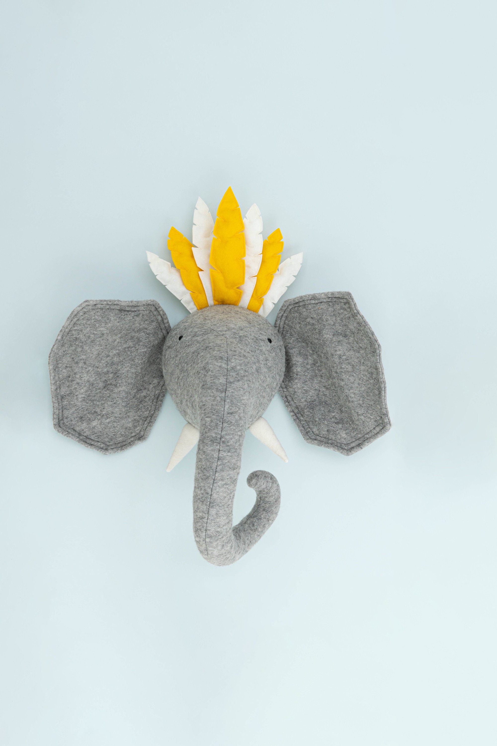 Grey Elephant Sculpture Animal Head Wall Decor Faux | Etsy