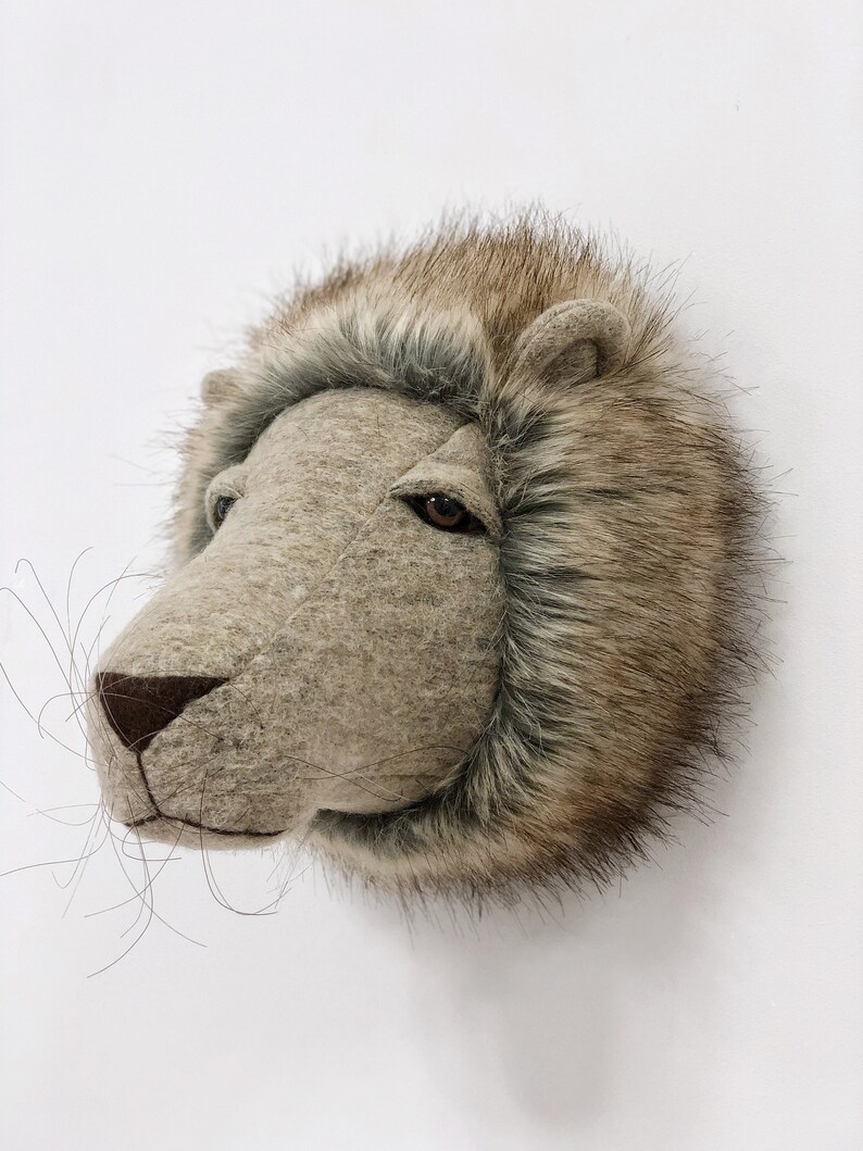 Faux Taxidermied Lion Head Lion Head Wall Sculpture Chic Etsy