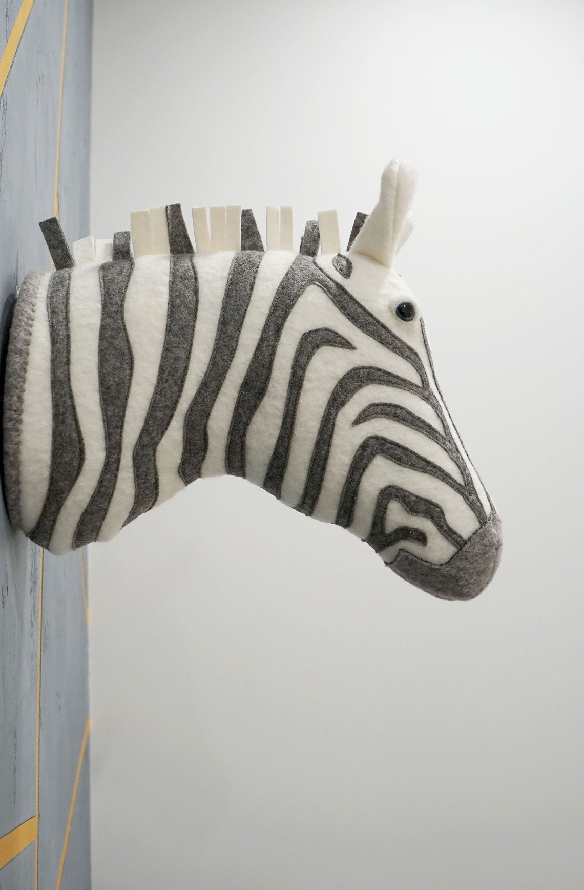 Zebra head on the wall Felt Faux Taxidermy Head Fabric Wall Etsy
