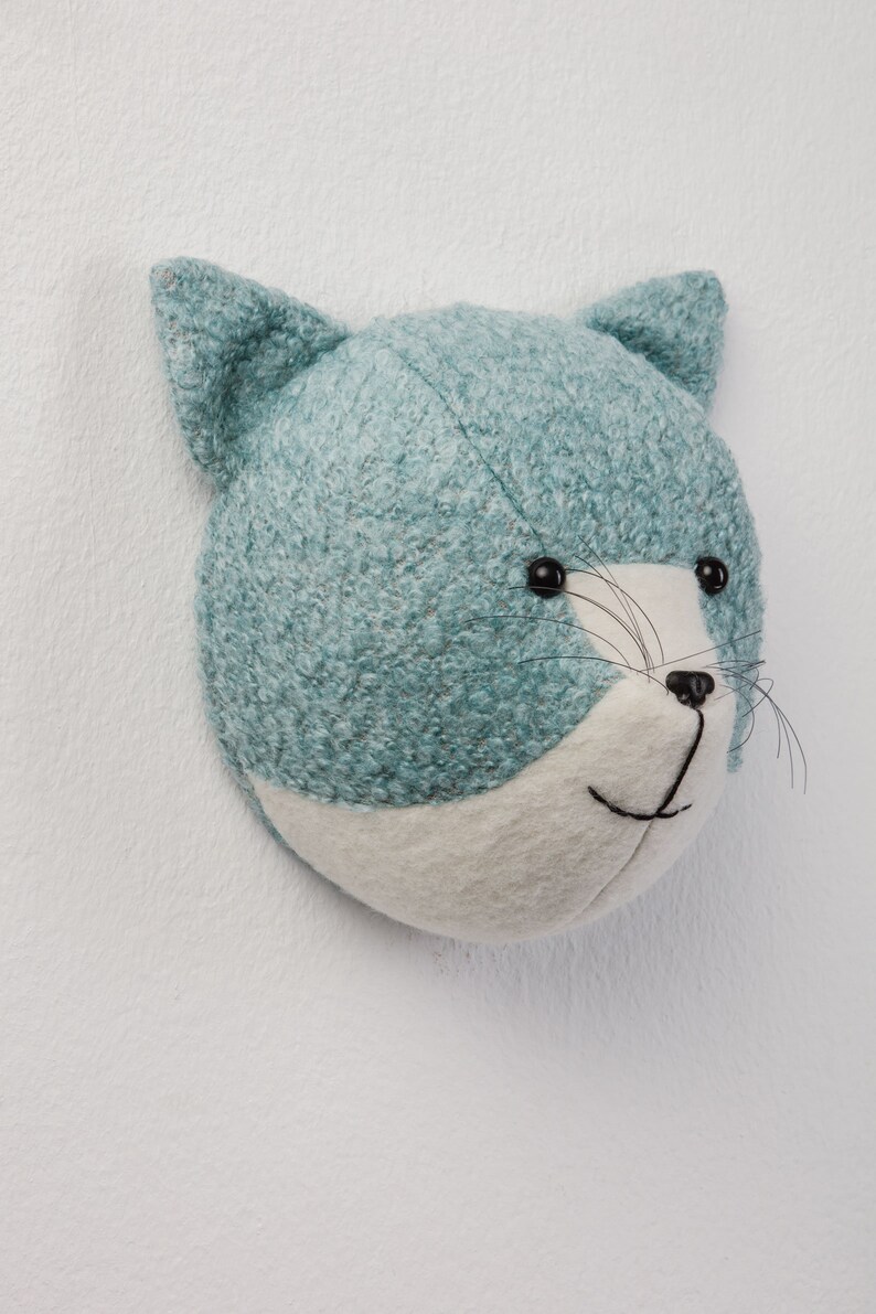 Cat Faux Taxidermy Felt Animal Head Wall Decor for Nursery or Etsy