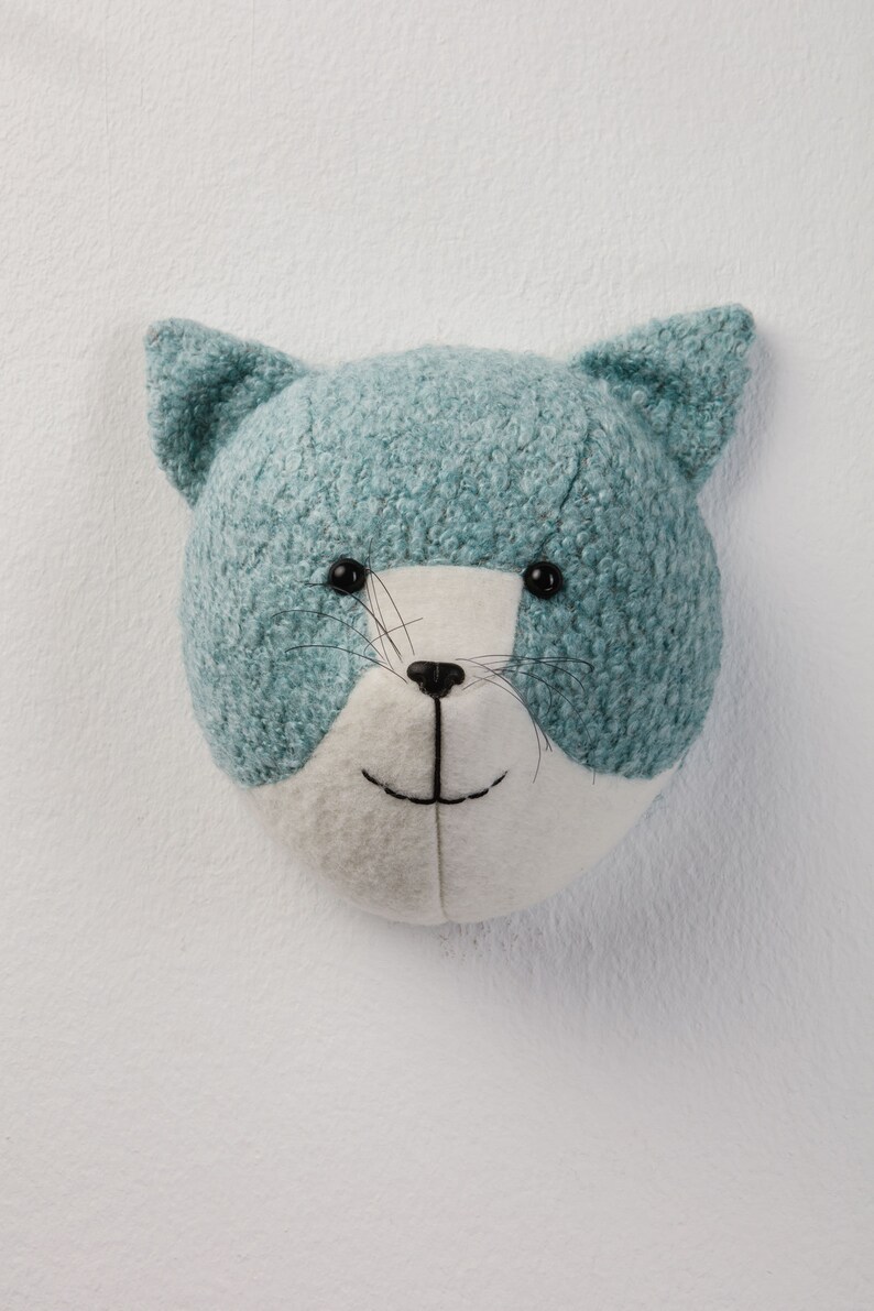 Cat Faux Taxidermy Felt Animal Head Wall Decor for Nursery