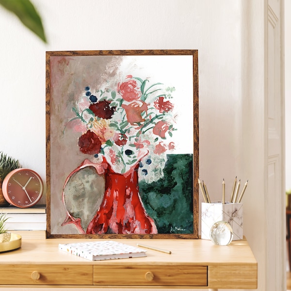 Vase Blooms Fine Art Print of Original Alcohol Ink Painting