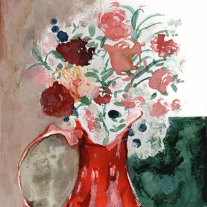 Vase Blooms Fine Art Print of Original Alcohol Ink Painting image 2