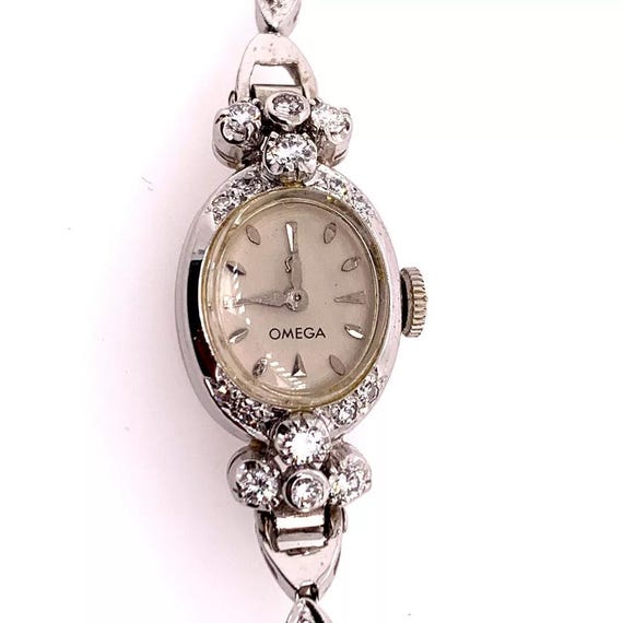 Antique Omega woman\'s 14kt white gold cocktail watch 1960s Omega 14K White Gold/Diamonds Ladies Cocktail Watch  main image 4