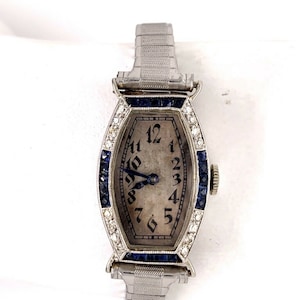 Ladies Platinum & Gold Longines Natural Diamond, Sapphire Manual Cocktail Watch