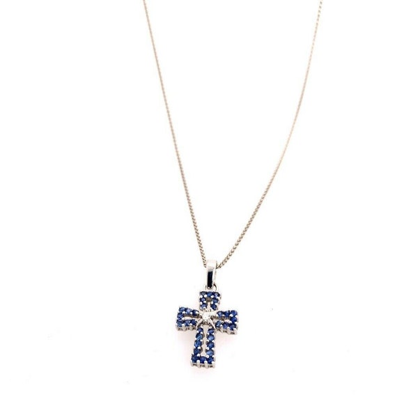 Modern 14k Italian Gold Cross Natural Diamond & S… - image 3