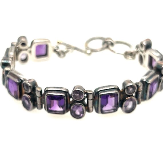 Retro Silver 925 Purple Oval & Emerald Cut Natural