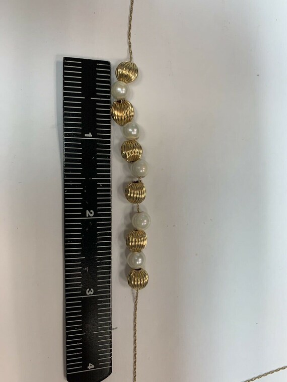 Modern 14k Gold 3.4gram Sliding Beads & Cultured … - image 4