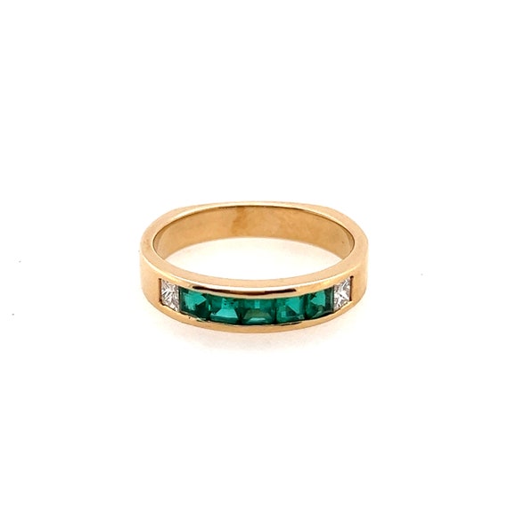 Retro Gold 1.3 Carat Natural Green Emerald and Co… - image 1