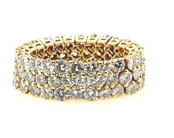 Modern Gold 8 Carat Natural Round Brilliant Diamond Flexible Band Size 9 Ring