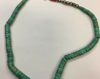Vintage Kewa Alois Wagner Turquoise Heishi Inlay Sterling