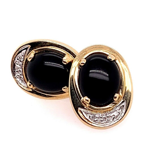 Retro Gold 4.5 Gram Natural Oval Onyx & Diamond Ea