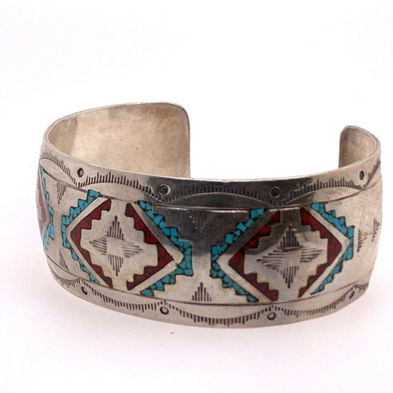 Henry Baca Vintage Native American Navajo Turquoise Sun Sterling Silver Bracelet Henry Baca Vintage Native American Navajo Turquoise Sun Sterling Silver Bracelet
