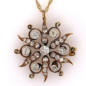 2.50 Carats Victorian Gold Pendant Old European Cut Natural Diamonds Circa 1900