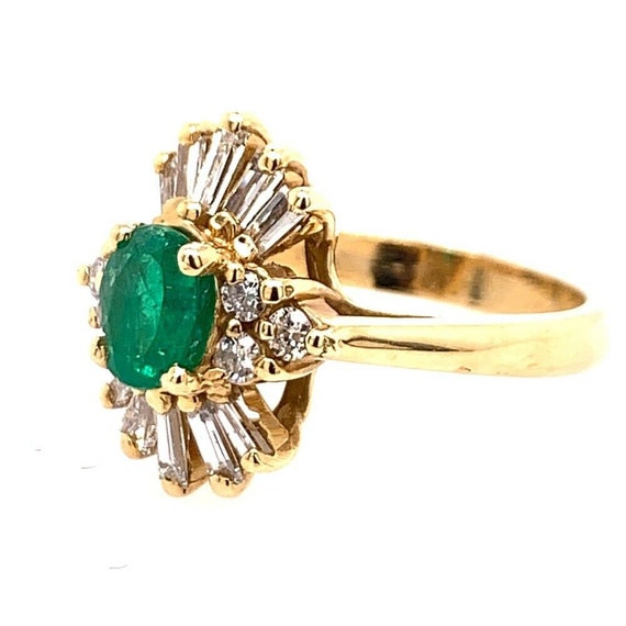 1.30 Carat Retro Gold Ring Natural Oval Green Eme… - image 6