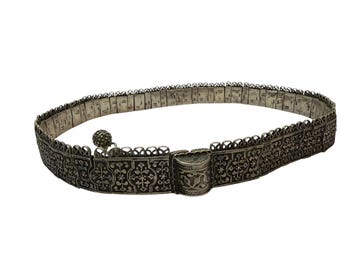 Antyczny ceremonialny srebrny pas (315 gramów) z Kaukazu, około 1900 r.