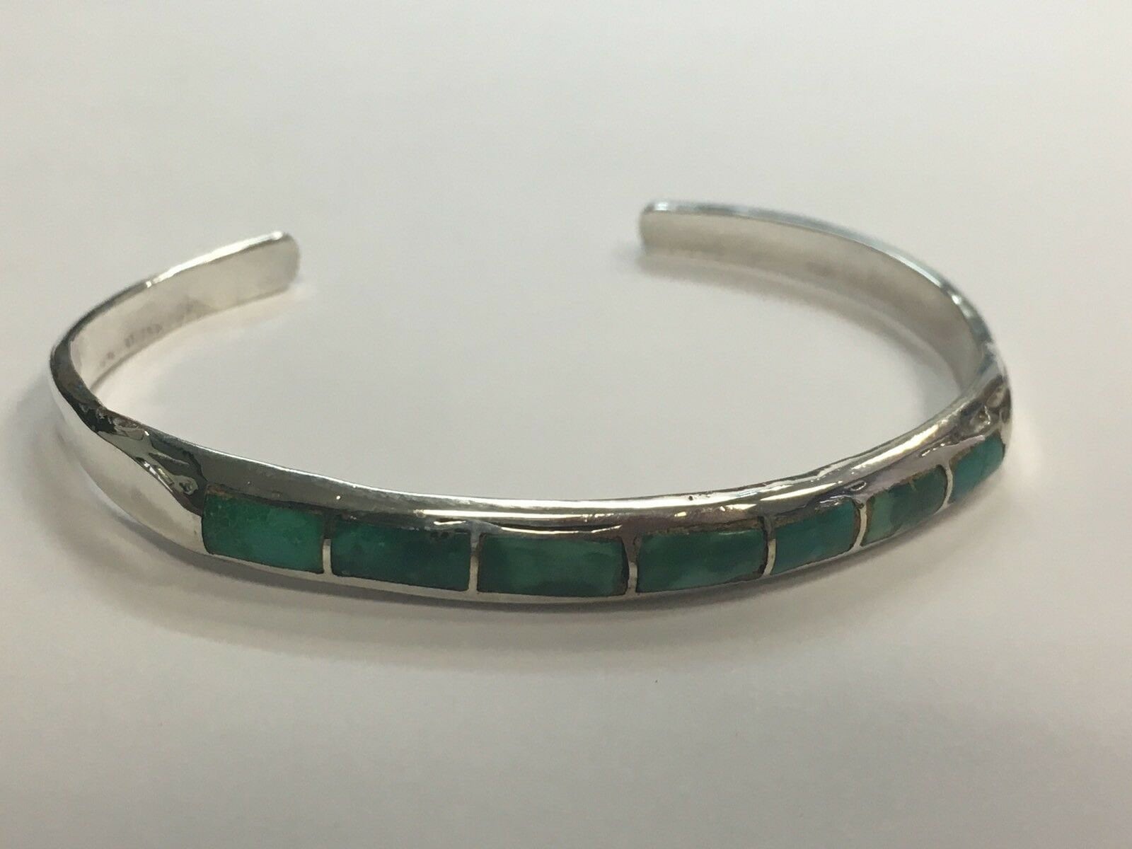 Estate Vintage Native Silver 12.4g Natural Turquoise Bangle Gem