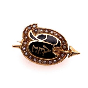 Estate Gold Lambda Epsilon Sigma Kappa Pin Pearl Gem Stone Fraternity 2.3 Gram