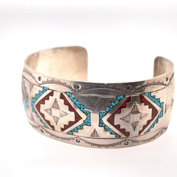 Henry Baca Vintage Native American Navajo Turquoise Sun Sterling Silver Bracelet Henry Baca Vintage Native American Navajo Turquoise Sun Sterling Silver Bracelet