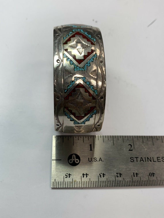 Henry Baca Vintage Native American Navajo Turquoise Sun Sterling Silver Bracelet Henry Baca Vintage Native American Navajo Turquoise Sun Sterling Silver Bracelet
