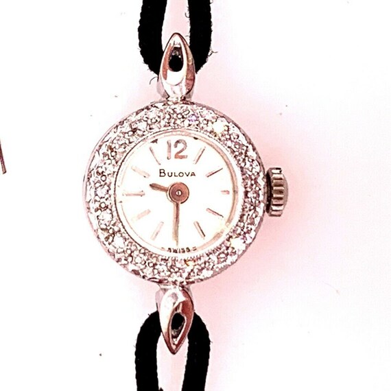 Ladies Vintage Bulova White Gold .25 Carat Natural Diamond Manual
