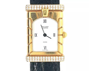 Van Cleef & Arpels Ladies Diamond  18k Yellow Gold Facade Quartz Dress Watch