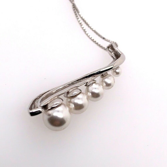 Modern 925 Silver Italian Pearl Like Pendant 18” … - image 8