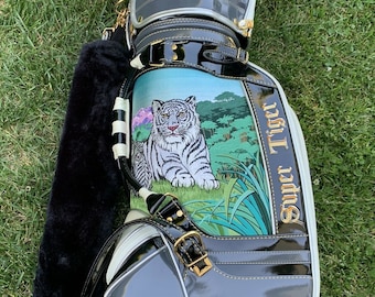 Mint GREY Hand Embroided Hand Crafted Made in Japan Super Tiger Golf Bag