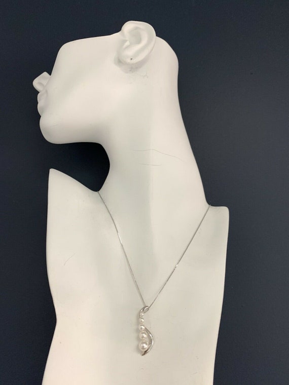 Modern 925 Silver Italian Pearl Like Pendant 18” … - image 2
