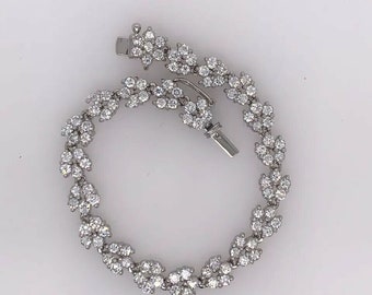Armband 17,8g 925 Sterling Silber Rund Farblos Nachlass Vintage Edelstein