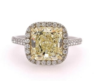 GIA Certified 2.64 Carat Natural Fancy Yellow VVS1 Diamond Plat Engagement Ring