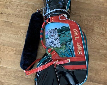 Mint RED Hand Embroided Hand Crafted Made in Japan Super Tiger RED Golf Bag