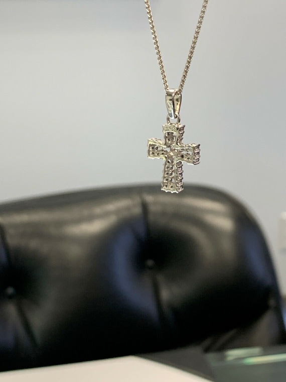 Modern 14k Italian Gold Cross Natural Diamond & S… - image 10