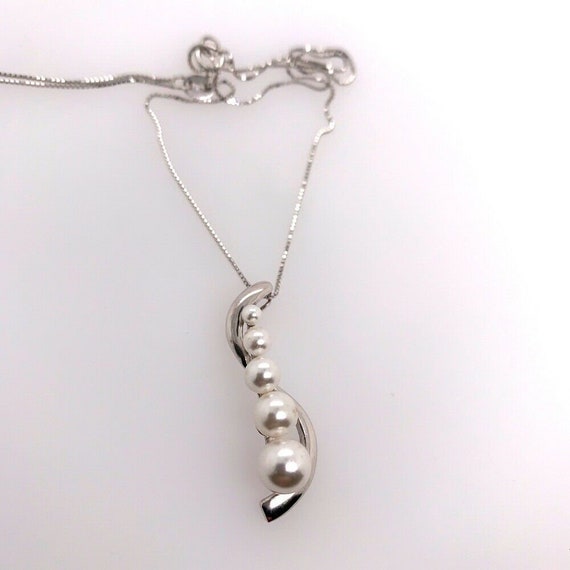 Modern 925 Silver Italian Pearl Like Pendant 18” … - image 3