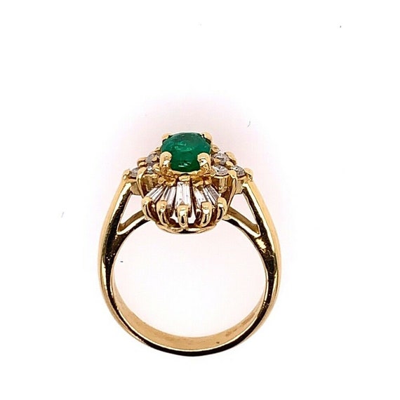 1.30 Carat Retro Gold Ring Natural Oval Green Eme… - image 5