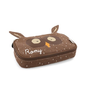 Astuccio con nome Trixie Gufo per la scuola dell'asilo personalizzato