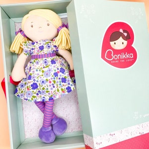wunderschöne Personalisierte Stoffpuppe 40cm mit Namen Bonikka Baby Kind Geschenk Geburtstagsgeschenk zur Geburt, Taufe, erste Baby Puppe Bild 5