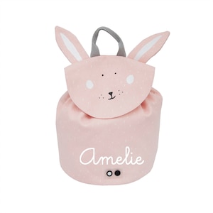 Mini backpack with name Trixie Rabbit for kindergarten daycare gym bag change of clothes personalized kindergarten backpack