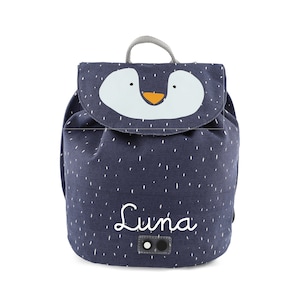 Mini backpack with name Trixie Penguin for kindergarten daycare gym bag change of clothes personalized kindergarten backpack