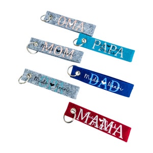 Personalized key ring made of felt / key ring with name / Mom / Dad / Mama / Papa / Grandma / Grandpa