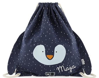 Borsa da palestra con il nome Trixie Pinguino per asilo nido borsa da palestra borsa cambio vestiti borsa sportiva personalizzata