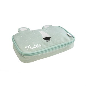 Trousse à crayons avec nom Trixie Ours polaire pour l'école maternelle étui personnalisé