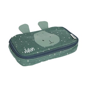 Trousse à crayons avec nom Trixie hippopotame pour l'école maternelle étui personnalisé